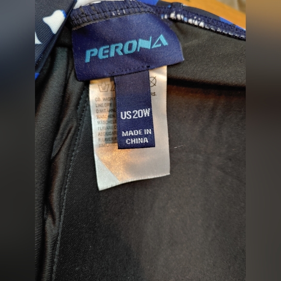 PERONA Women's Plus Size Shaping Floral Blue One Piece Swim Dress Size 20W NWOT - Picture 9 of 12